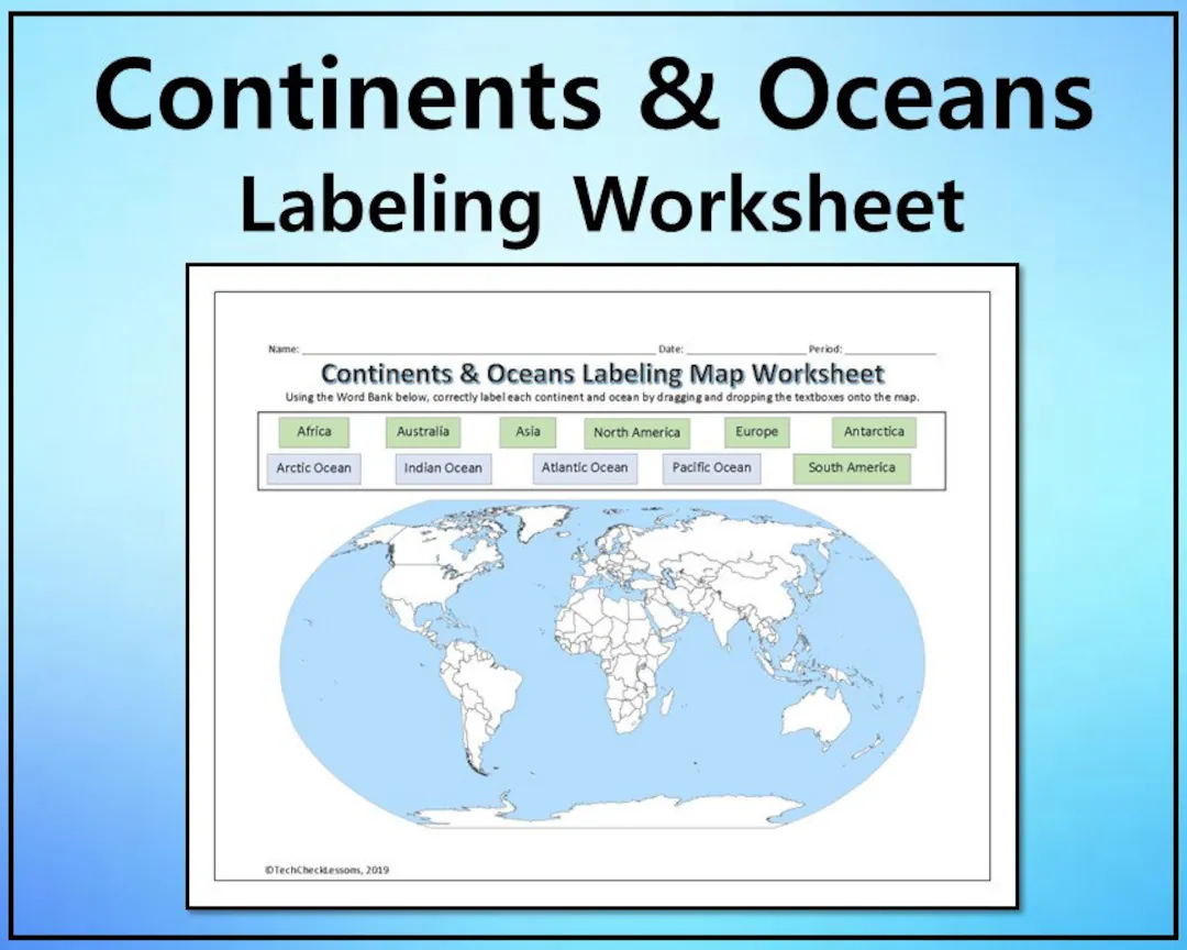 Printable Blank Map Of Continents And Oceans