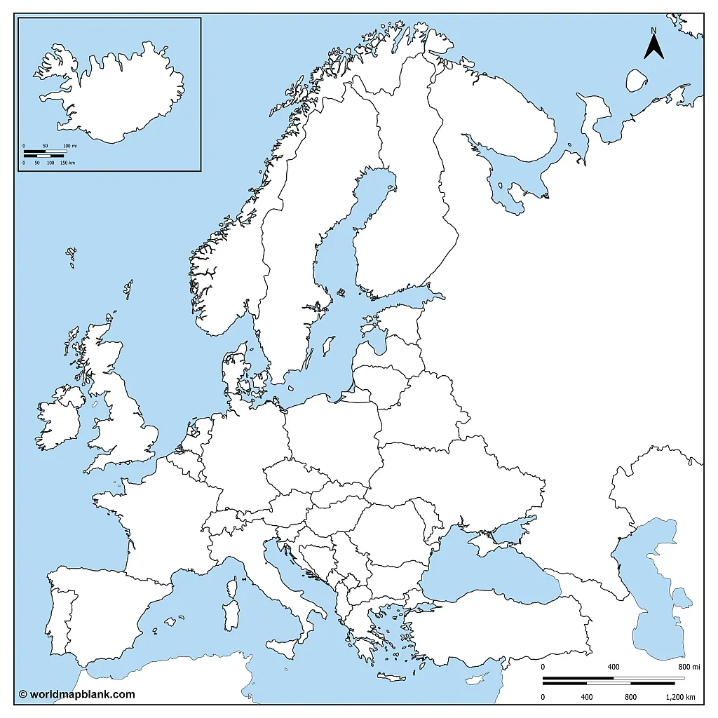 Blank Map Of Europe Printable